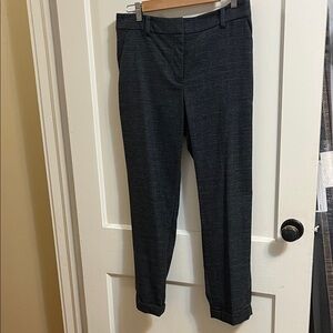 LOFT Dark Gray Plaid Ankle Pants